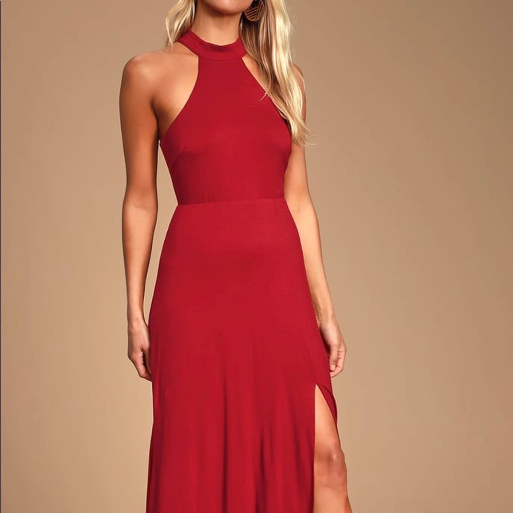 NWT Lulus Malania red halter dress
